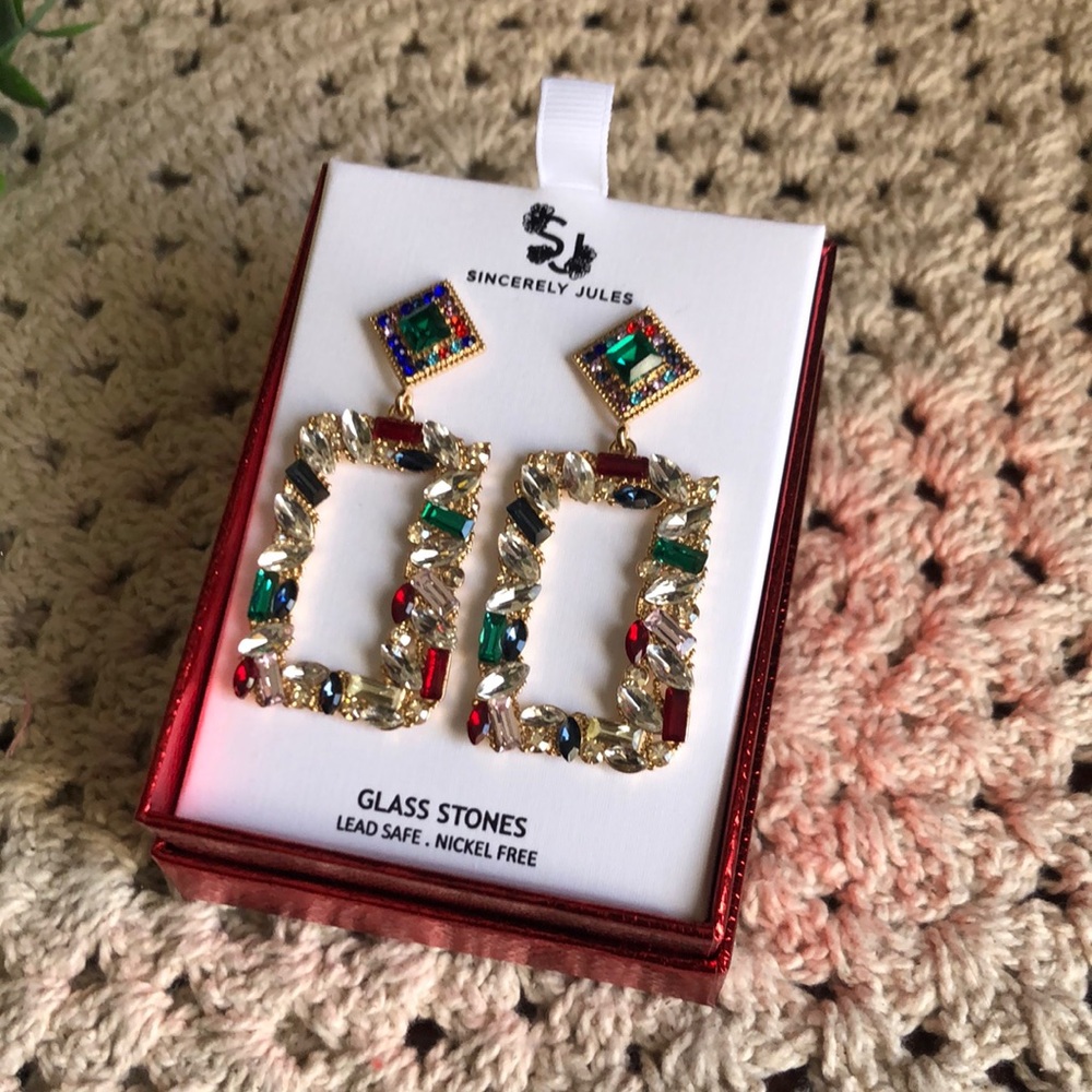 Sincerely Jules GORGEOUS Multi Colored Glass Stone Earrings